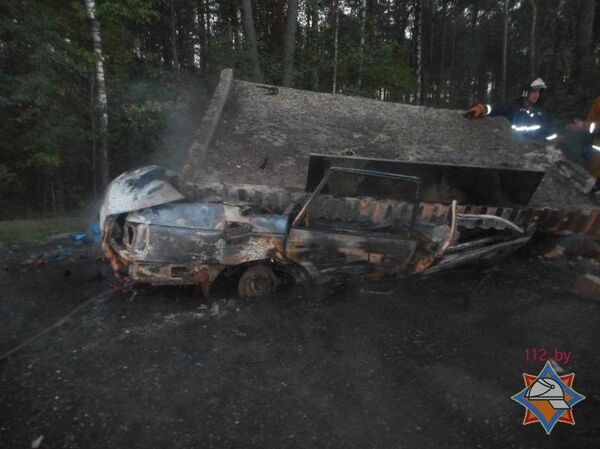 Место аварии в Бобруйском районе. - Sputnik Беларусь