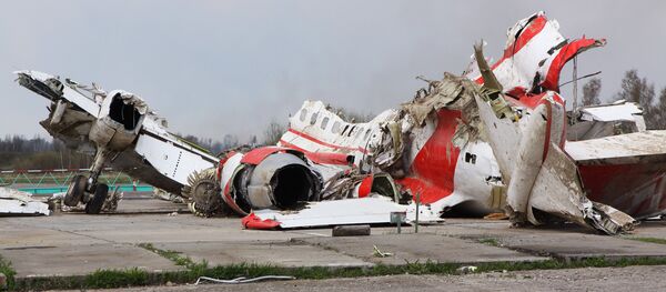 Обломки польского правительственного самолета Ту-154 на охраняемой площадке аэродрома в Смоленске Обломки польского правительственного самолета Ту-154 на охраняемой площадке аэродрома в Смоленске - Sputnik Беларусь