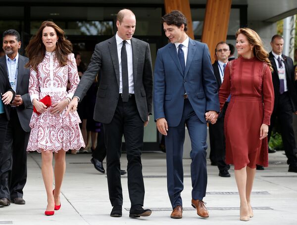 Принц Уильям, герцогиня Кембриджская Кэтрин, премьер-министр Джастин Трюдо и его супруга Софи Грегуар - Sputnik Беларусь