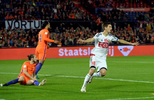 Полузащитник Алексей Риос нанес единственный удар по воротам за 90 минут игры и забил гол - Sputnik Беларусь