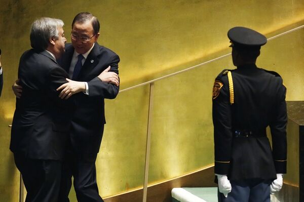 Генеральная Ассамблея ООН утвердила на посту генерального секретаря всемирной организации бывшего главу правительства Португалии Антониу Гутерриша  - Sputnik Беларусь