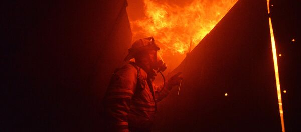 Пожарный тушит огонь - Sputnik Беларусь