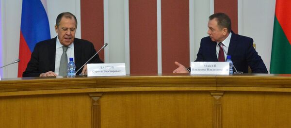 В ходе совместной коллегии МИДов РФ и РБ Сергей Лавров и Владимир Макей - Sputnik Беларусь
