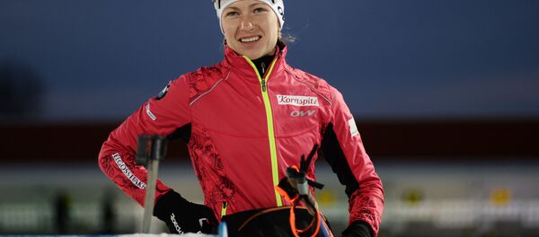 Белорусская биатлонистка Дарья Домрачева Белорусская биатлонистка Дарья Домрачева - Sputnik Беларусь