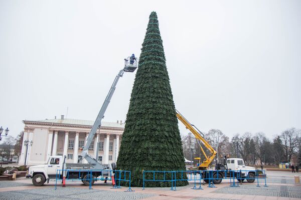 Елку на площади Светской установили на прошлой неделе - Sputnik Беларусь