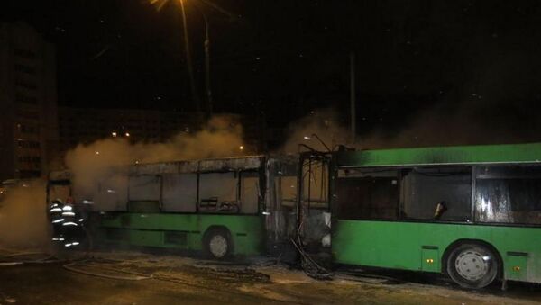 Сгоревший рейсовый автобус в Минске - Sputnik Беларусь