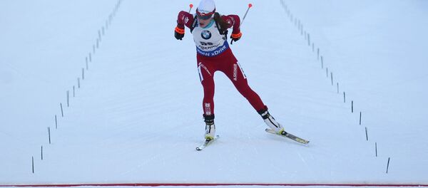 Дарья Домрачева в финишном створе в Оберхофе - Sputnik Беларусь