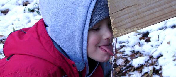 Ребенок лижет сосульку, архивное фото Ребенок лижет сосульку, архивное фото - Sputnik Беларусь