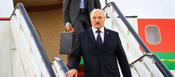 Александр Лукашенко спускается по трапу самолета - Sputnik Беларусь