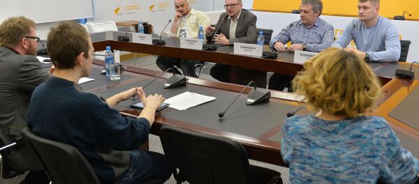 Прэс-канферэнцыя Sputnik у МПЦ аб першым беларускім фільме-жахаў Прэс-канферэнцыя Sputnik у МПЦ аб першым беларускім фільме-жахаў - Sputnik Беларусь