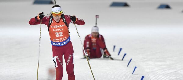 Дарья Домрачева на лыжне в спринтерской гонке в финском Контиолахти - Sputnik Беларусь