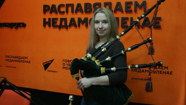 Волынщица Оксана Мороз в студии радио Sputnik Беларусь - Sputnik Беларусь
