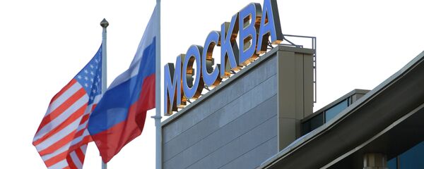 Флаги России и США в Москве Флаги России и США в Москве - Sputnik Беларусь