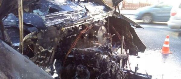 Сгоревшая маршрутка в Минске - Sputnik Беларусь