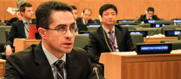 Пресс-секретарь МИД Дмитрий Мирончик на заседании Генассамблеи ООН - Sputnik Беларусь