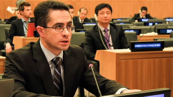 Пресс-секретарь МИД Дмитрий Мирончик на заседании Генассамблеи ООН - Sputnik Беларусь