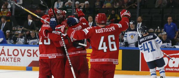 Хоккеисты сборной Беларуси на ЧМ-2017 Хоккеисты сборной Беларуси на ЧМ-2017 - Sputnik Беларусь