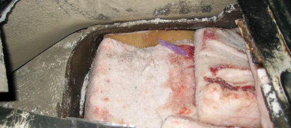 Спрятанное в тайнике контрабандное сало Спрятанное в тайнике контрабандное сало - Sputnik Беларусь