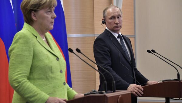 Президент РФ Владимир Путин и федеральный канцлер ФРГ Ангела Меркель - Sputnik Беларусь