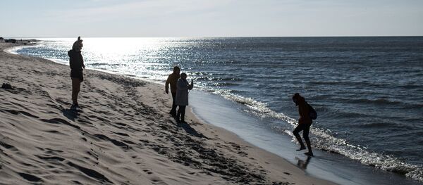 Отдыхающие гуляют по берегу Балтийского моря Отдыхающие гуляют по берегу Балтийского моря - Sputnik Беларусь