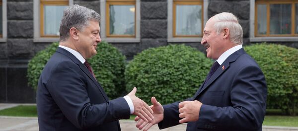 Прэзідэнт Беларусі Аляксандр Лукашэнка з прэзідэнтам Украіны Пятром Парашэнкам у Кіеве - Sputnik Беларусь