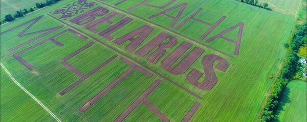 МТЗ распахал гигантский орнамент и надпись BELARUS – страна мечты - Sputnik Беларусь