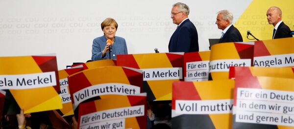 Лидер партии ХДС и канцлер ФРГ Ангела Меркель во время объявления результатов выборов в Бундестаг - Sputnik Беларусь