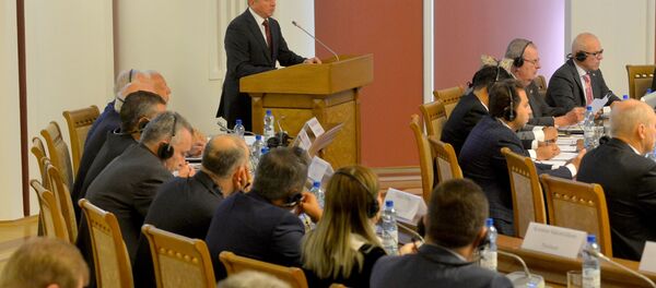 Министр иностранных дел Беларуси Владимир Макей на Первой конференции почетных консулов Беларуси Министр иностранных дел Беларуси Владимир Макей на Первой конференции почетных консулов Беларуси - Sputnik Беларусь