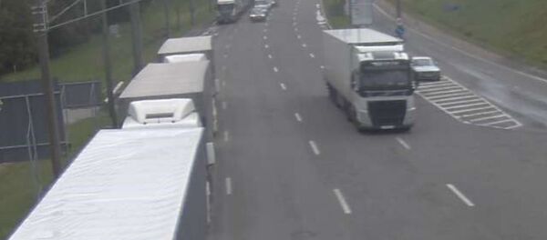 Очередь из грузовых автомобилей в ПП Каменный Лог Очередь из грузовых автомобилей в ПП Каменный Лог - Sputnik Беларусь