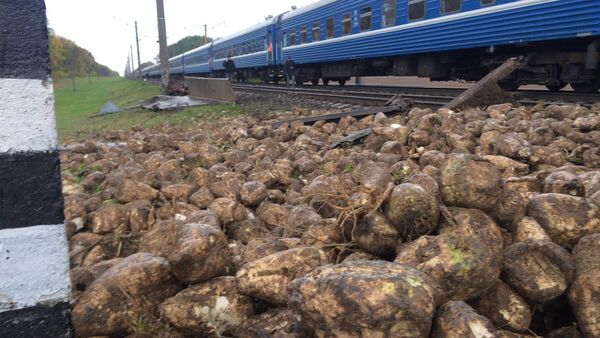Поезд сбил грузовик, перевозивший корнеплоды под Барановичами - Sputnik Беларусь