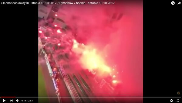 Огненное зрелище устроили фанаты во время матча ЧМ-2018 в Таллинне - Sputnik Беларусь