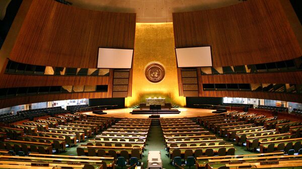 Зал заседаний в штаб-квартире ООН - Sputnik Беларусь