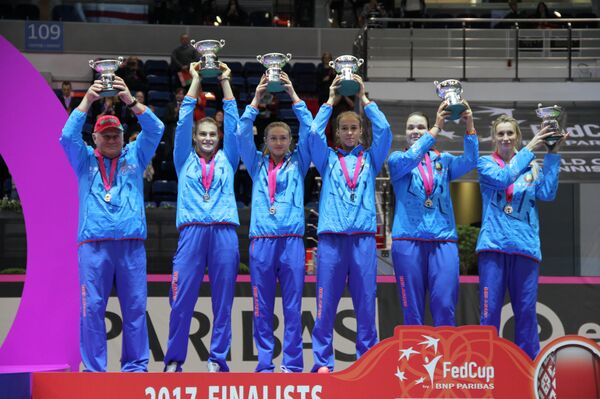 Сборная Беларуси во время церемонии награждения победителей Кубка Федерации - Sputnik Беларусь