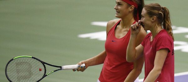 Беларускія тэнесісткі Арына Сабаленка і Аляксандра Сасновіч Беларускія тэнесісткі Арына Сабаленка і Аляксандра Сасновіч - Sputnik Беларусь