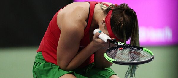 Арина Соболенко (Беларусь) после победы в одиночной встрече против Слоан Стивенс (США) - Sputnik Беларусь