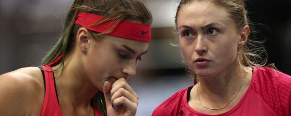 Арина Соболенко и Александра Саснович в парной встрече против Коко Вандевеге и Шелби Роджерс - Sputnik Беларусь