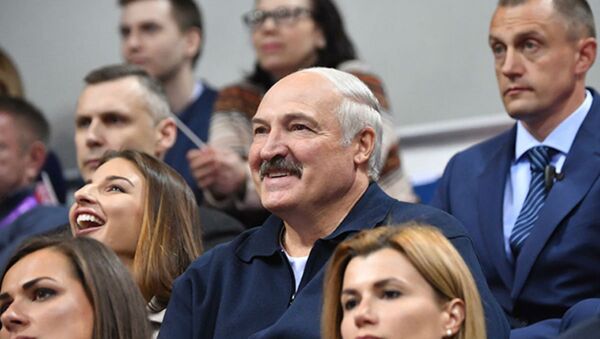 Президент Беларуси Александр Лукашенко на финальном матче Кубка Федерации в Минске - Sputnik Беларусь