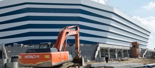 Строительство стадиона на острове Октябрьский в Калининграде к чемпионату мира по футболу 2018 Строительство стадиона на острове Октябрьский в Калининграде к чемпионату мира по футболу 2018 - Sputnik Беларусь