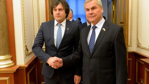Владимир Андрейченко на встрече с председателем грузинского парламента Ираклием Кобахидзе - Sputnik Беларусь