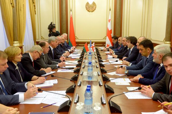 Грузинская делегация во главе с Кобахидзе в белорусском парламенте - Sputnik Беларусь