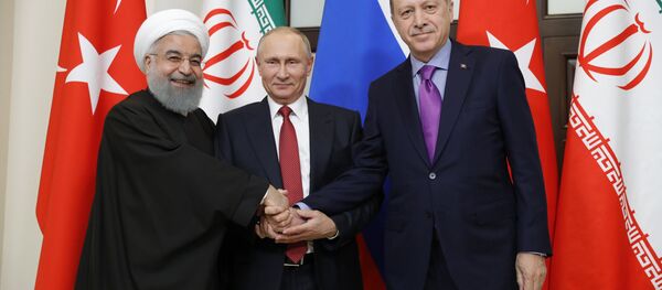 Встреча президента РФ В. Путина с президентом Ирана Х. Рухани и президентом Турции Р. Эрдоганом - Sputnik Беларусь