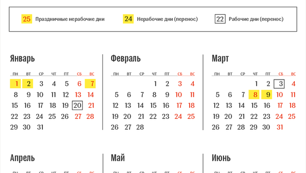 Календарь праздничных и выходных дней в 2018 году в Беларуси – инфографика на sputnik.by - Sputnik Беларусь