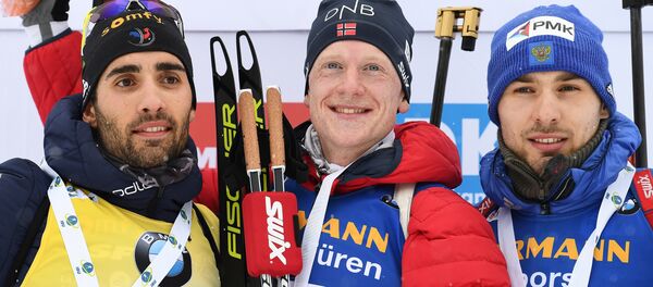 Мартен Фуркад, Йоханнес Бё и Антон Шипулин - Sputnik Беларусь