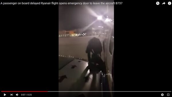 Видеофакт: пассажир самолета Ryanair ушел через аварийный выход - Sputnik Беларусь