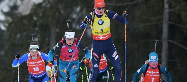 Слева направо: Дарья Домрачева (Беларусь), Жюстин Бреза (Франция), Анастасия Кузьмина (Словакия) и Вита Семеренко (Украина) - Sputnik Беларусь