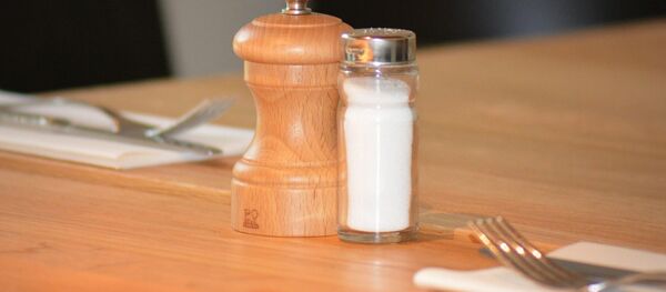 Солонка и перечница на столе Солонка и перечница на столе - Sputnik Беларусь