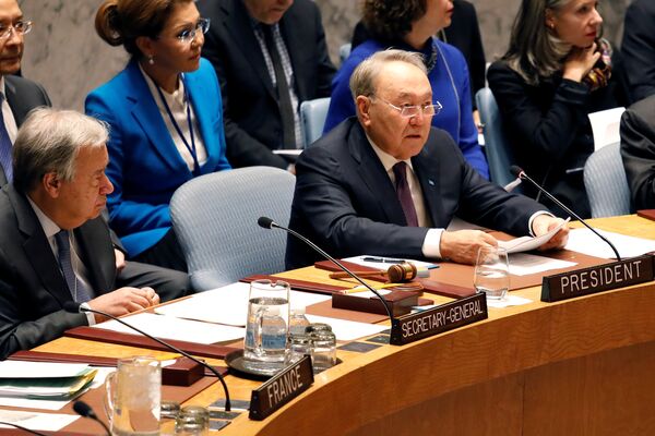 Нурсултан Назарбаев в Организации Объединенных Наций в Нью-Йорке Нурсултан Назарбаев в Организации Объединенных Наций в Нью-Йорке - Sputnik Беларусь