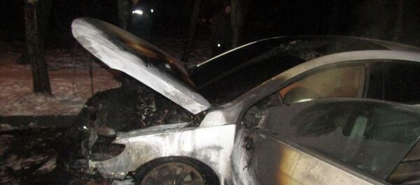 Сгоревший автомобиль витебского видеоблогера Евгения Кулешова - Sputnik Беларусь