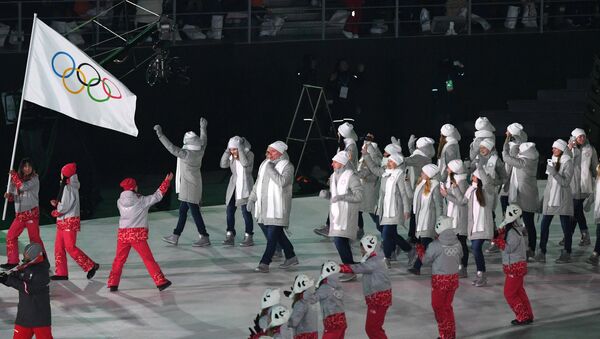 Олимпийские атлеты из России на церемонии открытия XXIII зимних Олимпийских игр в Пхенчхане. - Sputnik Беларусь