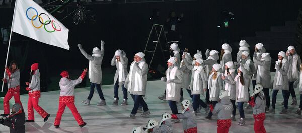 Олимпийские атлеты из России на церемонии открытия XXIII зимних Олимпийских игр в Пхенчхане. - Sputnik Беларусь